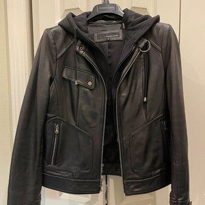 Wilsons Leather Black Zip Lamb Scuba w/ Drawstring Hood (M)